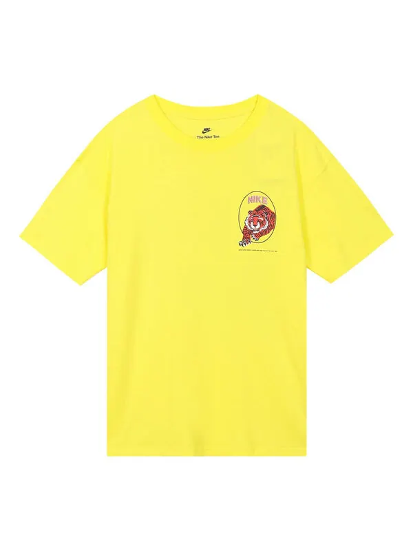 Футболка Men's Nike TIGER Logo Printing Round Neck Short Sleeve Yellow T-Shirt — изображение 1 из 4, мульти