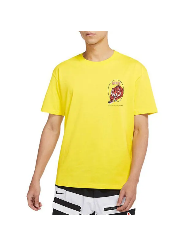 Футболка Men's Nike TIGER Logo Printing Round Neck Short Sleeve Yellow T-Shirt — изображение 3 из 4, мульти