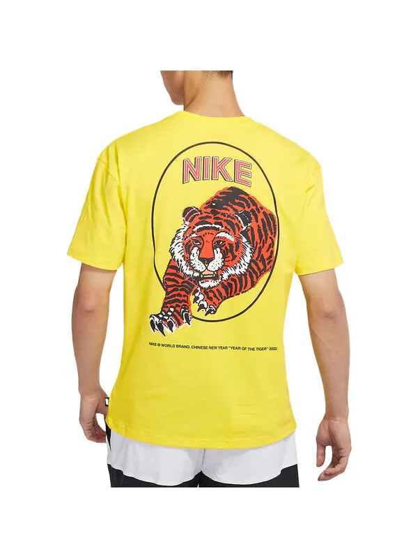 Футболка Men's Nike TIGER Logo Printing Round Neck Short Sleeve Yellow T-Shirt — изображение 4 из 4, мульти