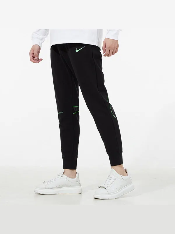 Брюки men's back logo knit black sports pants/trousers/joggers Nike — изображение 3 из 4, черный