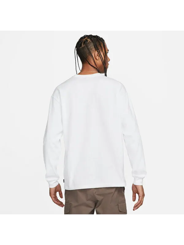Футболка sportswear premium essentials long-sleeve t-shirt 'white' Nike — изображение 2 из 3, белый