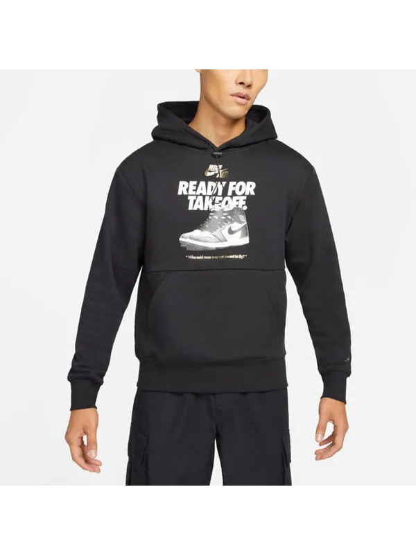 Толстовка Men's Air Jordan Shoes Alphabet Printing Basketball Sports Fleece Lined Black — изображение 3 из 4, черный