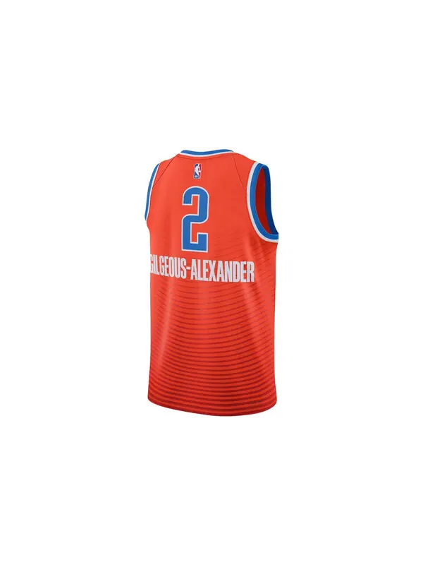 Футболка x nba oklahoma city thunder statement edition свитер swingman Air Jordan — изображение 2 из 2, оранжевый/синий