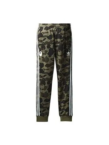 Спортивные штаны Bape x adidas originals Track Pants 'Camouflage' — изображение 1 из 2, оливковый