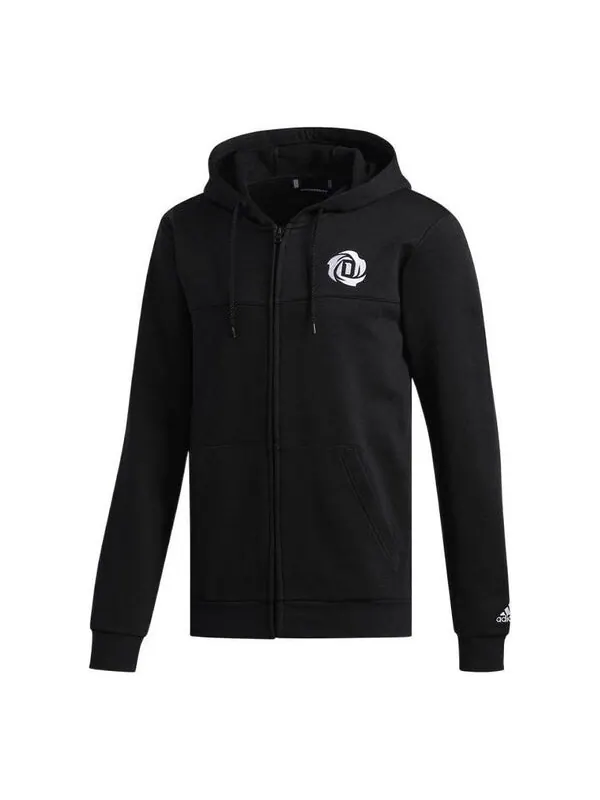 Куртка Adidas Solid Color Zipper Hooded Jacket 'Black' — изображение 1 из 4, мульти