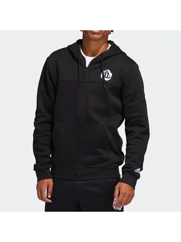 Куртка Adidas Solid Color Zipper Hooded Jacket 'Black' — изображение 3 из 4, мульти