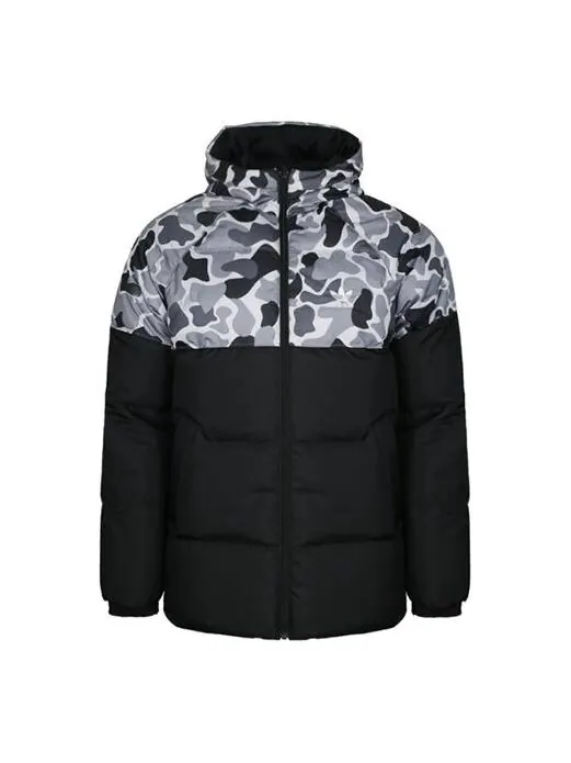 Пуховик adidas Neo COLOR BLOCK JKT Mens Black Down Jacket Thick Cot Running Jas Sport Kleding — изображение 1 из 4, черный