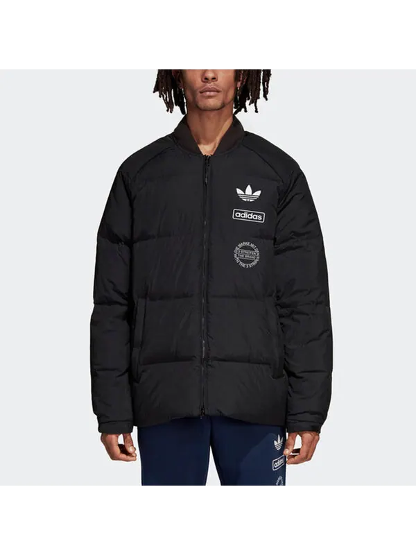 Пуховик adidas originals Graphic JKT Contrasting Colors Windproof Stay Warm Sports Down Jacket Black — изображение 2 из 4