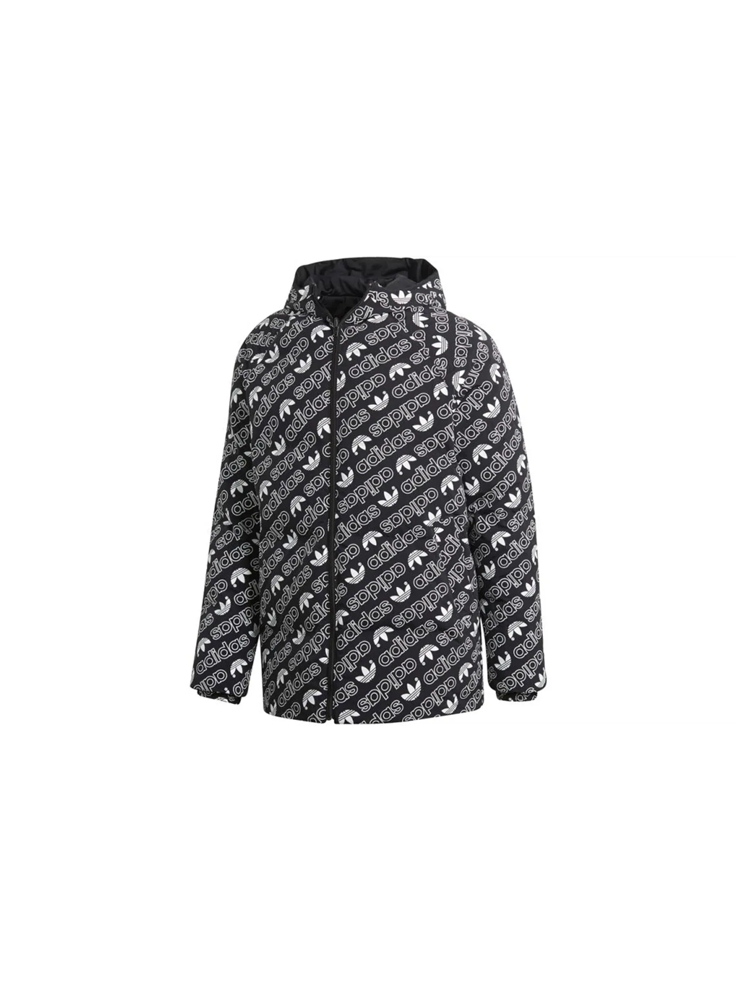 Двусторонний пуховик с капюшоном Adidas Originals Monogram — изображение 1 из 7, черный