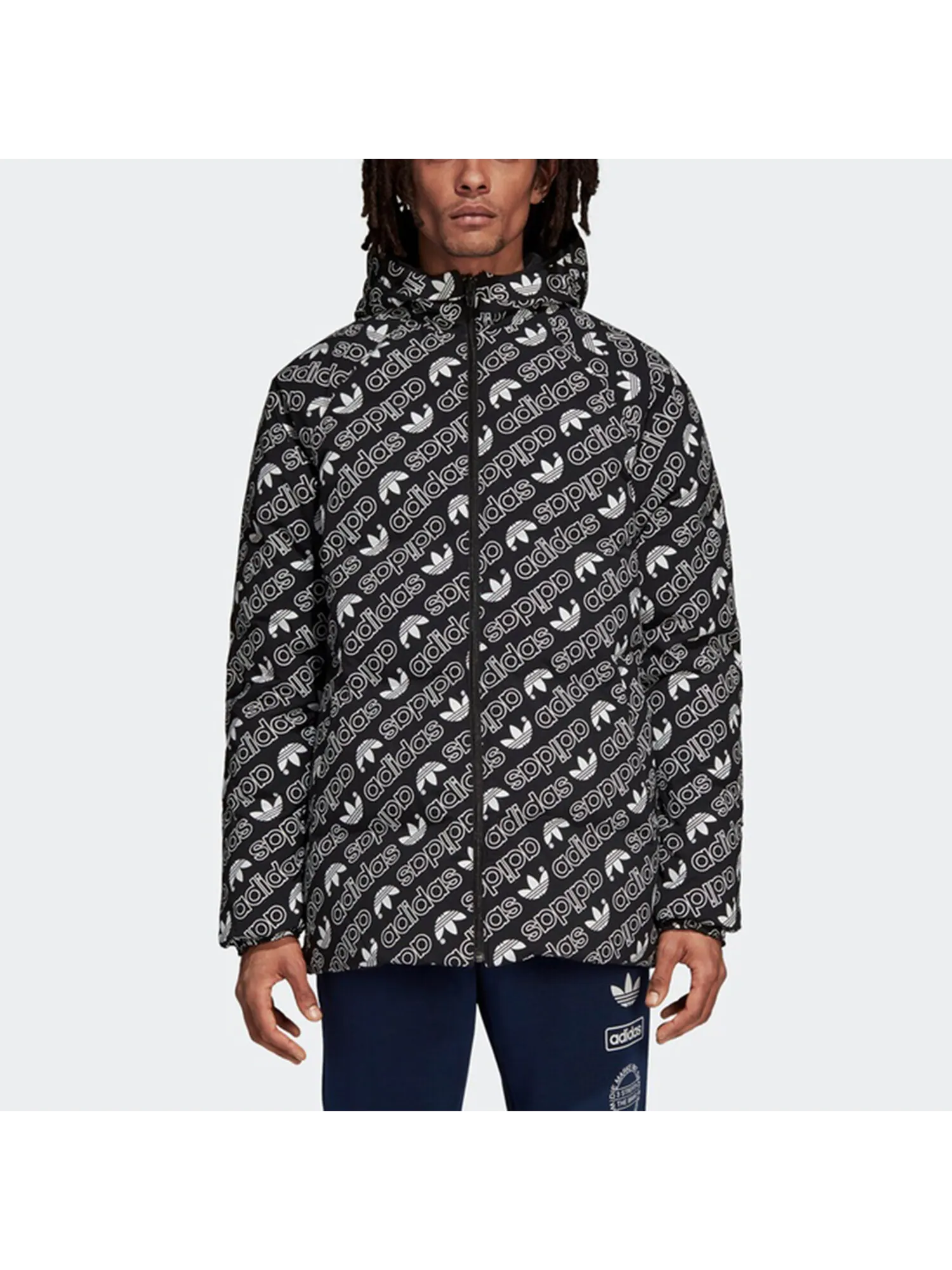 Двусторонний пуховик с капюшоном Adidas Originals Monogram — изображение 4 из 7, черный