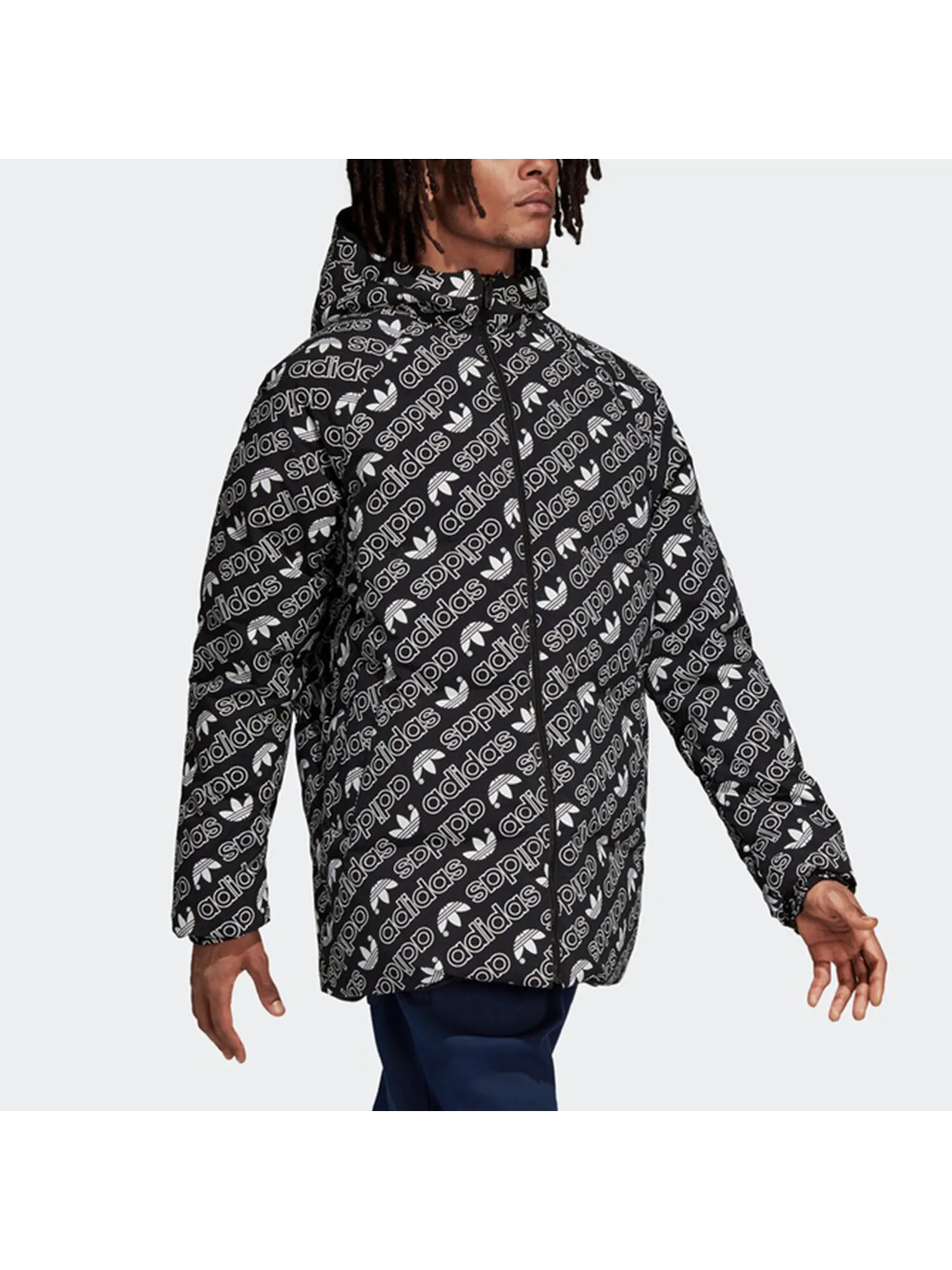 Двусторонний пуховик с капюшоном Adidas Originals Monogram — изображение 6 из 7, черный
