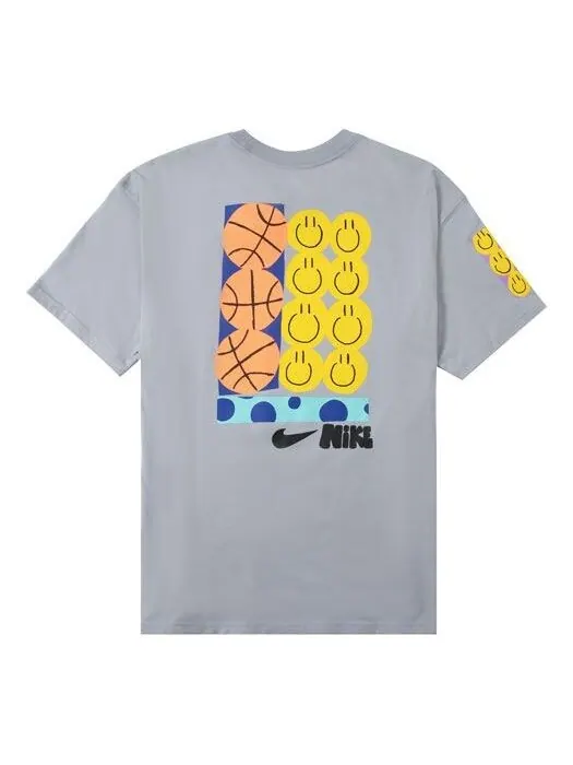 Футболка Men's Nike Smiling Face Basketball Pattern Printing Breathable Sports Short Sleeve Wolf — изображение 1 из 4, мульти