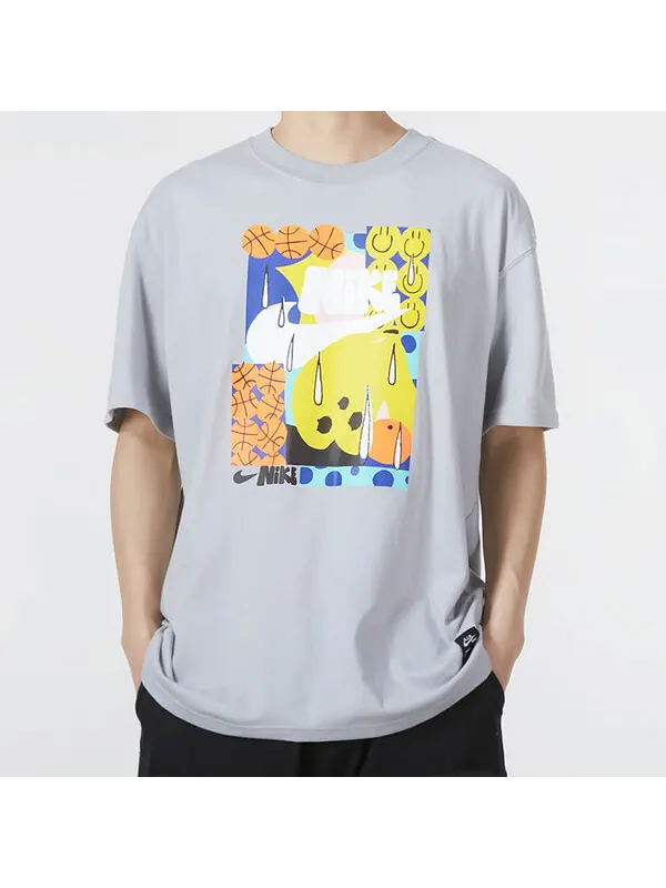 Футболка Men's Nike Smiling Face Basketball Pattern Printing Breathable Sports Short Sleeve Wolf — изображение 3 из 4, мульти