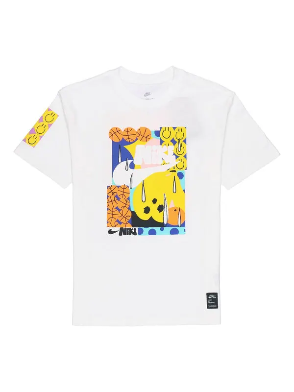 Футболка Nike Smiling Face Basketball Pattern Printing Breathable Sports Short Sleeve White — изображение 1 из 4, мульти