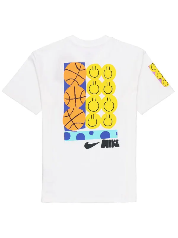 Футболка Nike Smiling Face Basketball Pattern Printing Breathable Sports Short Sleeve White — изображение 2 из 4, мульти