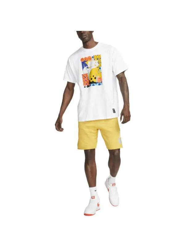Футболка Nike Smiling Face Basketball Pattern Printing Breathable Sports Short Sleeve White — изображение 3 из 4, мульти
