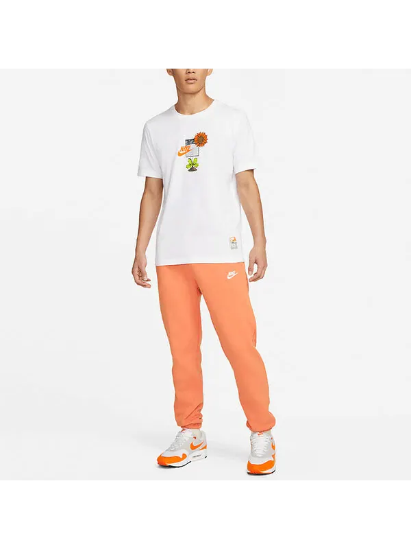 Футболка Men's Nike Logo Plant Pattern Cartoon Printing Round Neck Casual Short Sleeve White T-Shirt — изображение 3 из 4