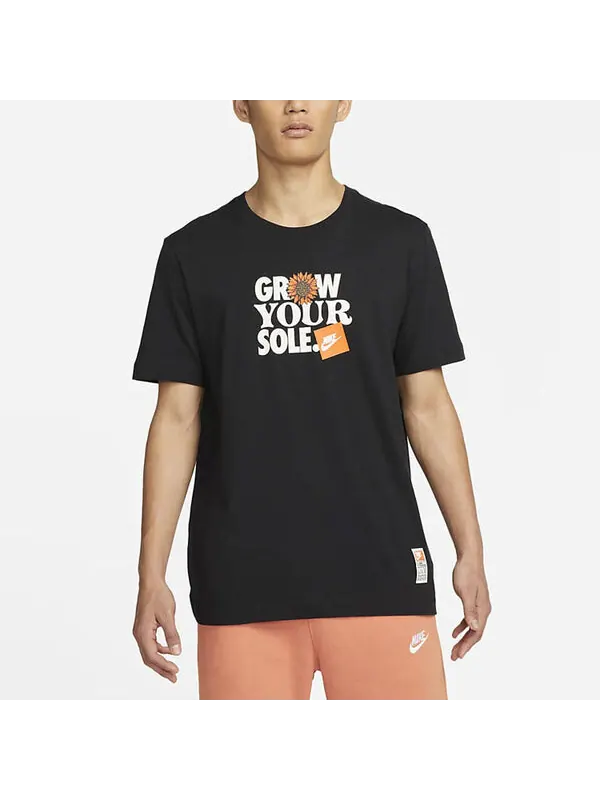 Футболка Nike Sportswear Alphabet Flowers Printing Round Neck Casual Short Sleeve Black — изображение 4 из 4, мульти