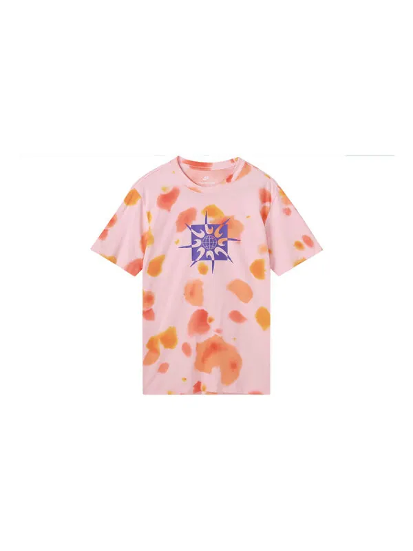 Футболка Men's Nike Tie Dye Geometry Pattern Casual Round Neck Short Sleeve Orange T-Shirt — изображение 1 из 3, мульти