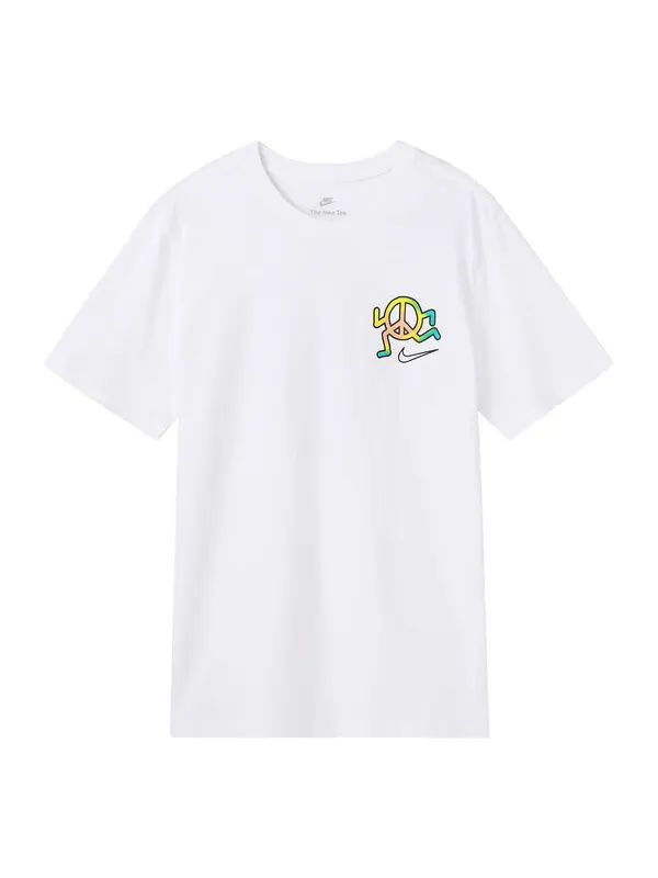 Футболка Nike Sportswear Back Alphabet Geometry Printing Sports Round Neck Short Sleeve White — изображение 1 из 4, мульти
