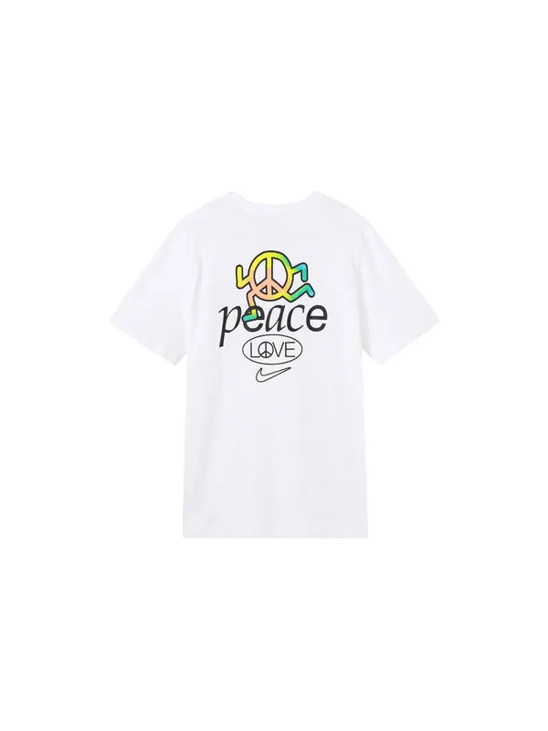 Футболка Nike Sportswear Back Alphabet Geometry Printing Sports Round Neck Short Sleeve White — изображение 2 из 4, мульти