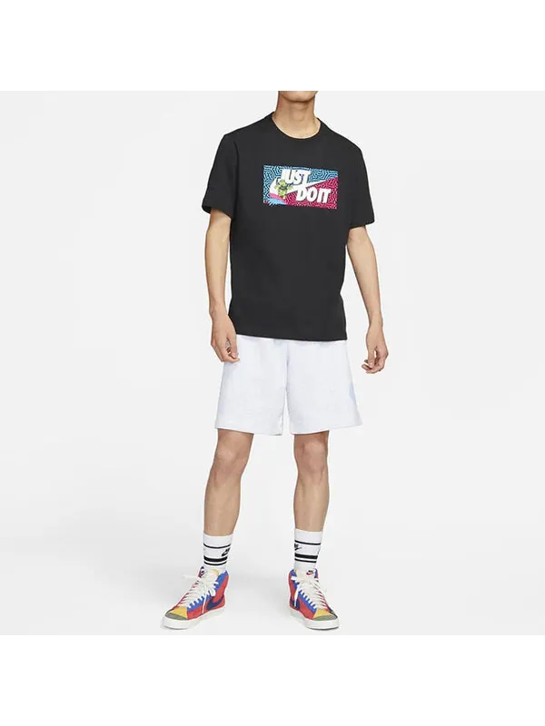 Футболка Men's Nike Square Brand Logo Cartoon Printing Round Neck Casual Short Sleeve Black T-Shirt — изображение 2 из 2
