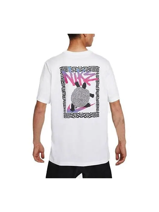 Футболка Nike Sportswear Back Logo Alphabet Abstract Pattern Round Neck Short Sleeve White — изображение 1 из 3, мульти