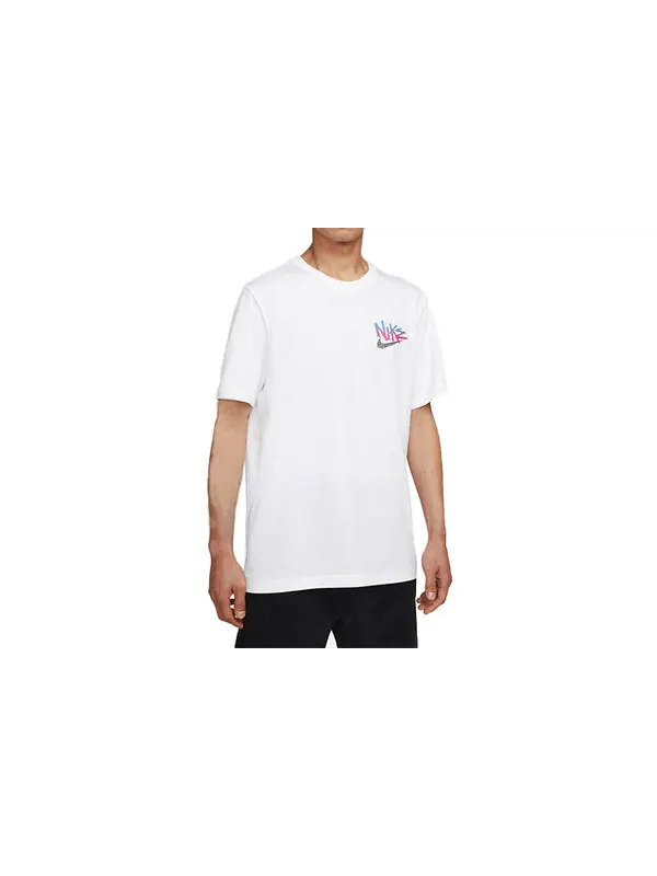 Футболка Nike Sportswear Back Logo Alphabet Abstract Pattern Round Neck Short Sleeve White — изображение 2 из 3, мульти