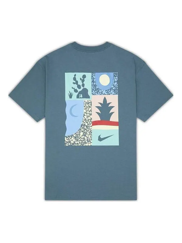 Футболка Men's Nike Loose Alphabet Logo Geometry Pattern Printing Sports Short Sleeve Gray Green — изображение 1 из 4, мульти