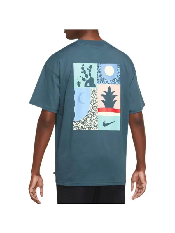 Футболка Men's Nike Loose Alphabet Logo Geometry Pattern Printing Sports Short Sleeve Gray Green — изображение 3 из 4, мульти