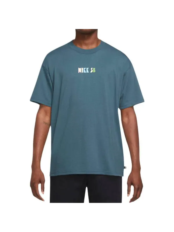 Футболка Men's Nike Loose Alphabet Logo Geometry Pattern Printing Sports Short Sleeve Gray Green — изображение 4 из 4, мульти