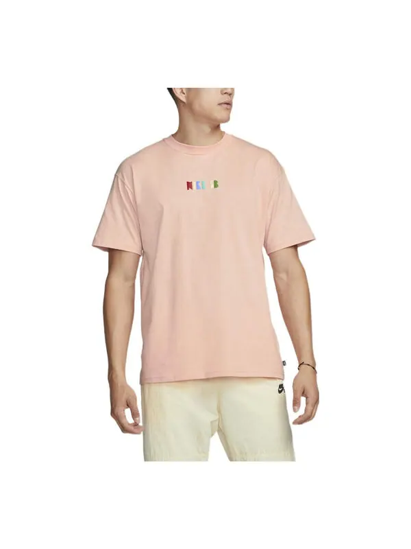Футболка Men's Nike Loose Logo Geometry Pattern Printing Sports Short Sleeve Orange Pink T-Shirt — изображение 1 из 3, мульти