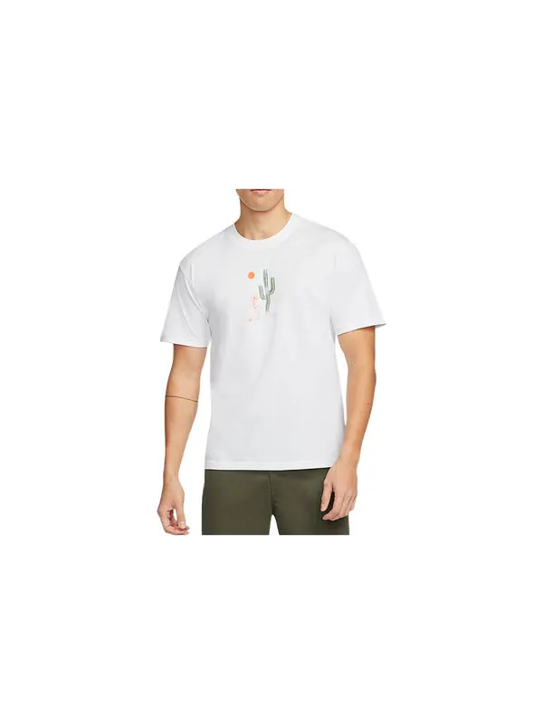 Футболка men's sb funny cactus flower pattern printing short sleeve white t-shirt Nike — изображение 3 из 3, мульти
