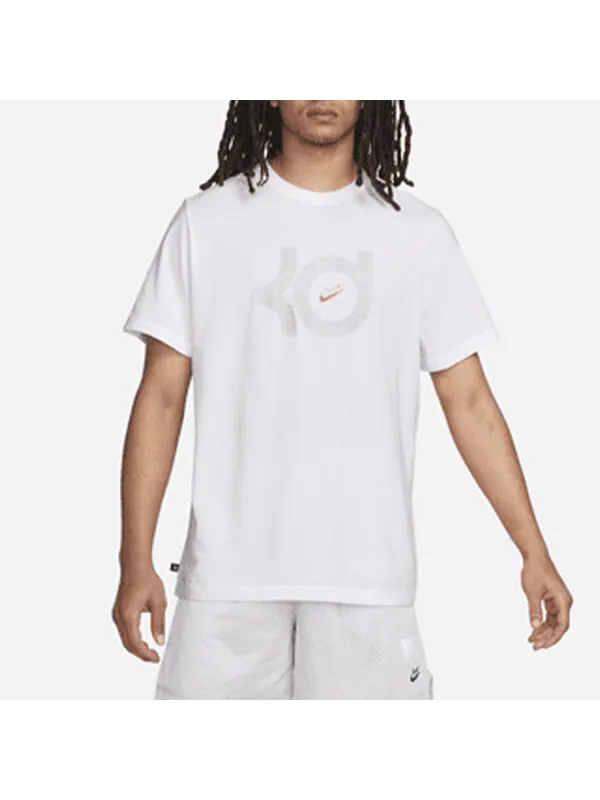 Футболка Nike Dri-FIT KD Logo Geometry Pattern Printing Solid Color Short Sleeve White — изображение 4 из 4, мульти