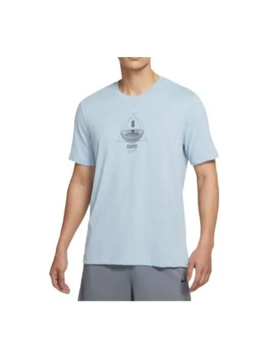 Футболка Nike Kyrie Irving Alphabet Pattern Printing Casual Round Neck Short Sleeve Light Blue — изображение 1 из 2, мульти