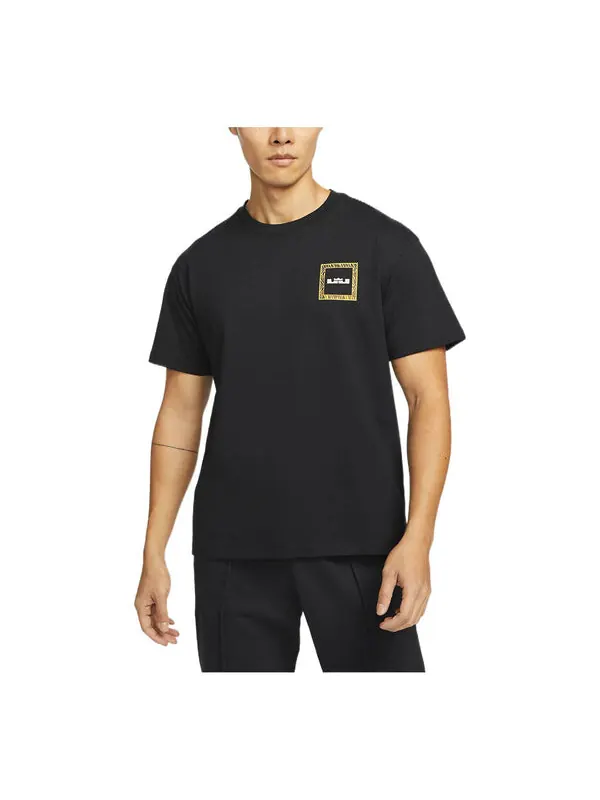 Футболка Nike Back Stripe Pattern Printing Basketball Round Neck Casual Short Sleeve Black — изображение 1 из 3, мульти