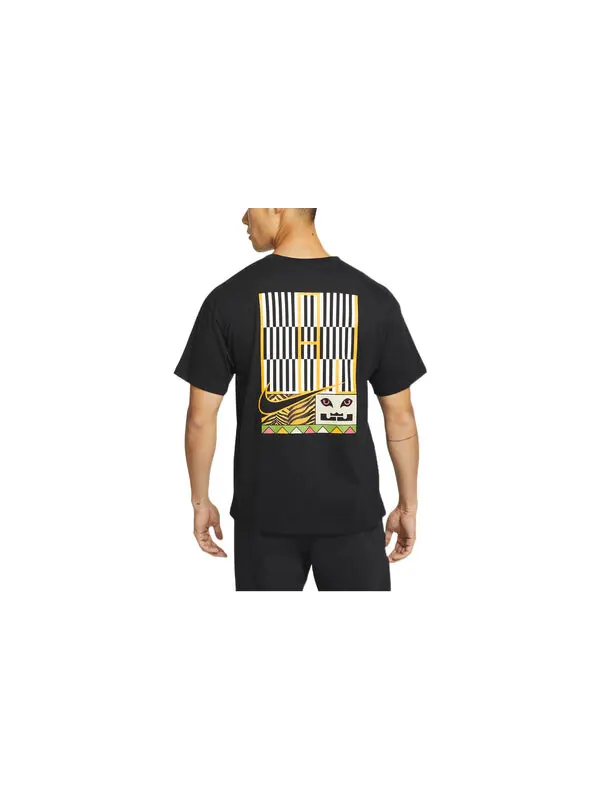 Футболка Nike Back Stripe Pattern Printing Basketball Round Neck Casual Short Sleeve Black — изображение 2 из 3, мульти