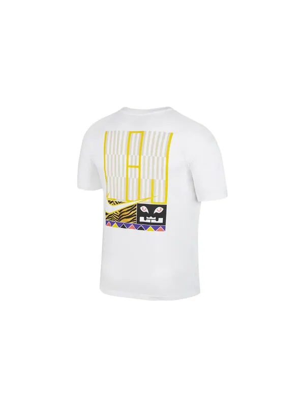 Футболка Nike Back Stripe Pattern Printing Basketball Round Neck Casual Short Sleeve White — изображение 2 из 4, мульти