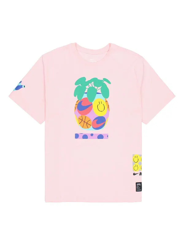 Футболка Men's Nike Smiling Face Printing Athleisure Casual Sports Round Neck Short Sleeve Pink Red — изображение 1 из 4