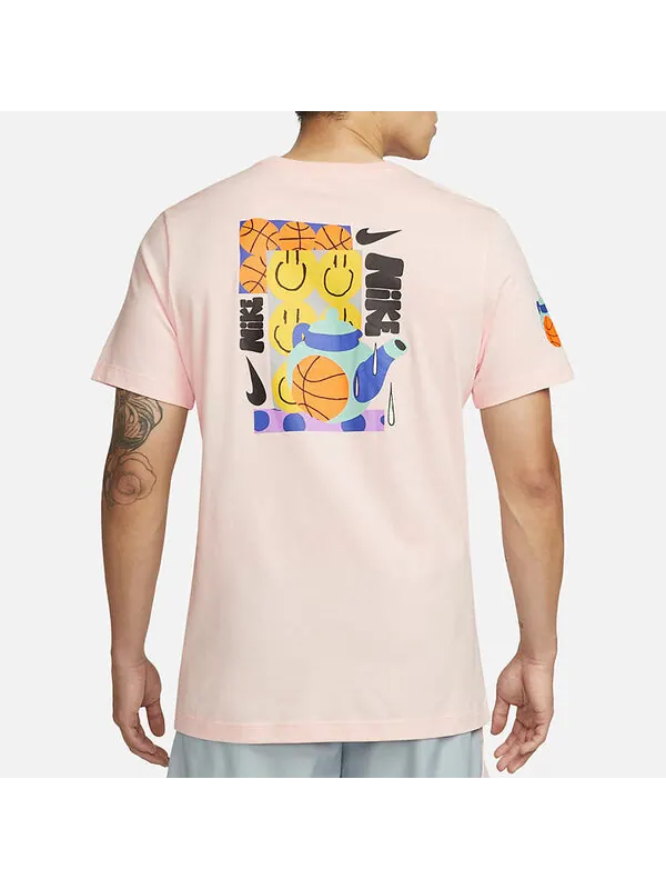 Футболка Men's Nike Smiling Face Printing Athleisure Casual Sports Round Neck Short Sleeve Pink Red — изображение 4 из 4