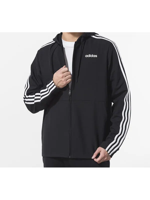 Куртка adidas Essentials Hooded Jacket Men Black — изображение 3 из 4, черный