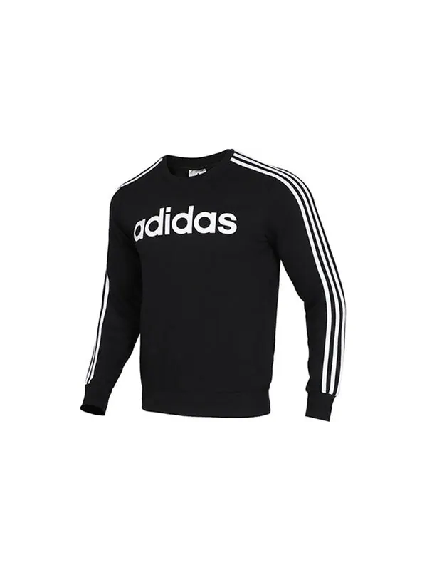 Толстовка e 3s crew fl round-neck sweater men black/white Adidas — изображение 2 из 4, черный/белый