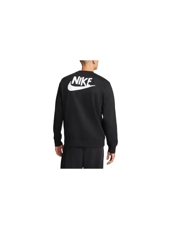 Толстовка Nike Sportswear Fleece Crew Neck Sweatshirt 'Black' — изображение 2 из 2, черный/белый