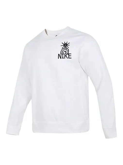 Толстовка Nike As M Nsw Hbr-C Bb Crew Logo Tee 'White Pineapple' — изображение 1 из 4, белый/черный