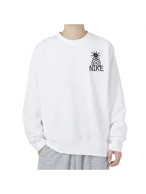 Толстовка Nike As M Nsw Hbr-C Bb Crew Logo Tee 'White Pineapple' — изображение 3 из 4, белый/черный