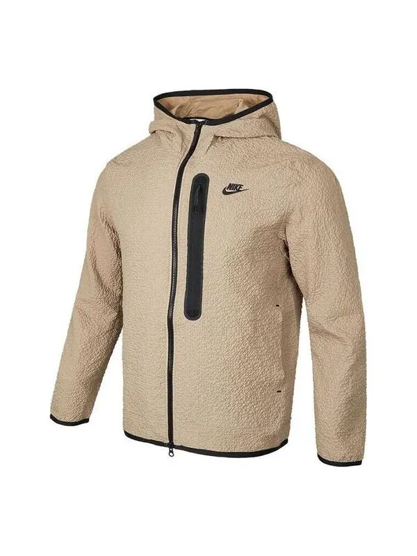 Куртка Nike Sportswear Tech Essentials Lined Woven Full-Zip Hooded Jacket 'Tan', цвет — изображение 1 из 4, бежевый/мульти