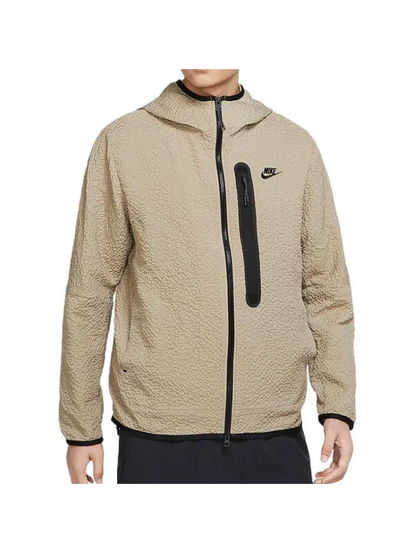 Куртка Nike Sportswear Tech Essentials Lined Woven Full-Zip Hooded Jacket 'Tan', цвет — изображение 3 из 4, бежевый/мульти