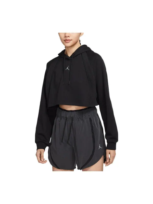 Толстовка Air Jordan Crop Pullover Fleece Hoodie 'Black' — изображение 1 из 3, черный
