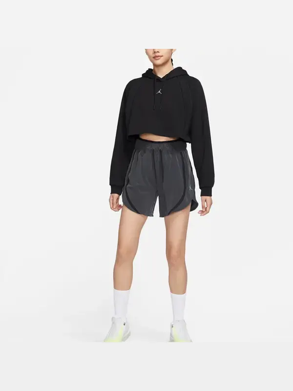 Толстовка Air Jordan Crop Pullover Fleece Hoodie 'Black' — изображение 3 из 3, черный