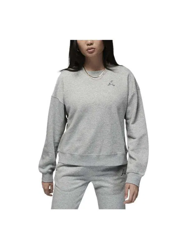 Толстовка (WMNS) Air Jordan Brooklyn Fleece Crewneck Sweatshirt 'Grey' — изображение 1 из 3, серый/мульти
